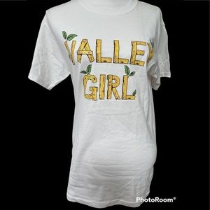 WHITE “VALLEY GIRL” T SHIRT, SIZE SMALL